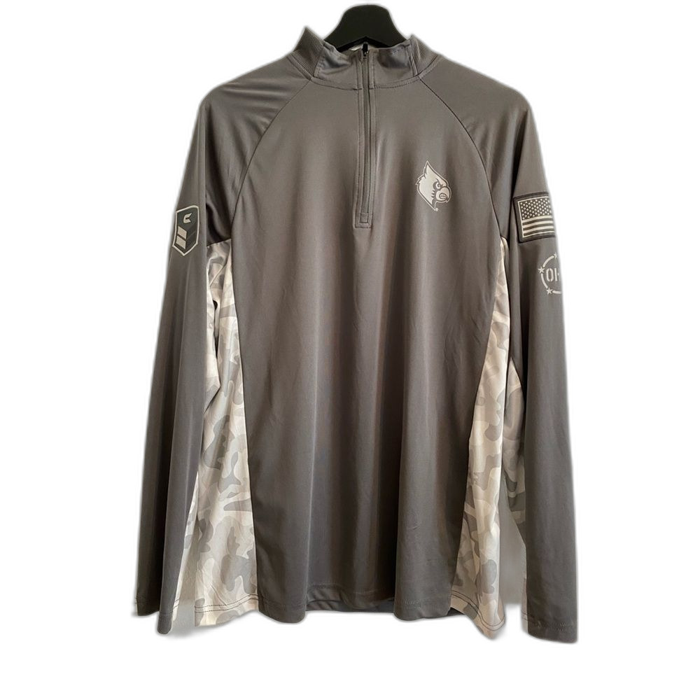 Large Cardinals Football Men's Gray Quarter-Zip Top Long Sleeve Sports UB-18